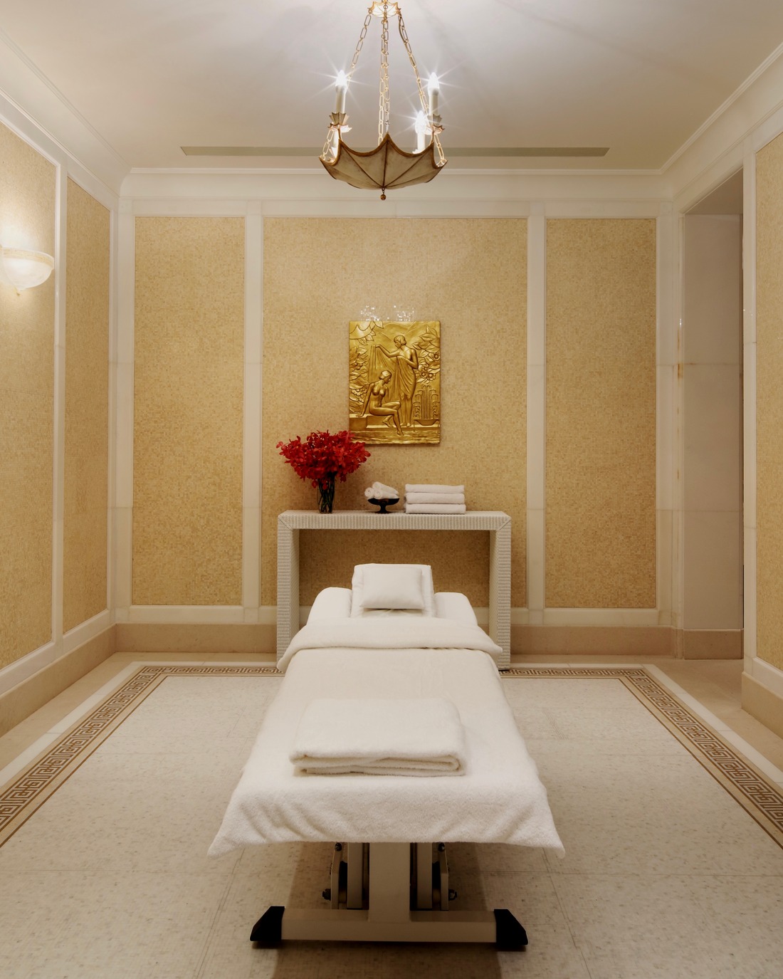 Singapore home spa with marble micro mosaic tile walls
